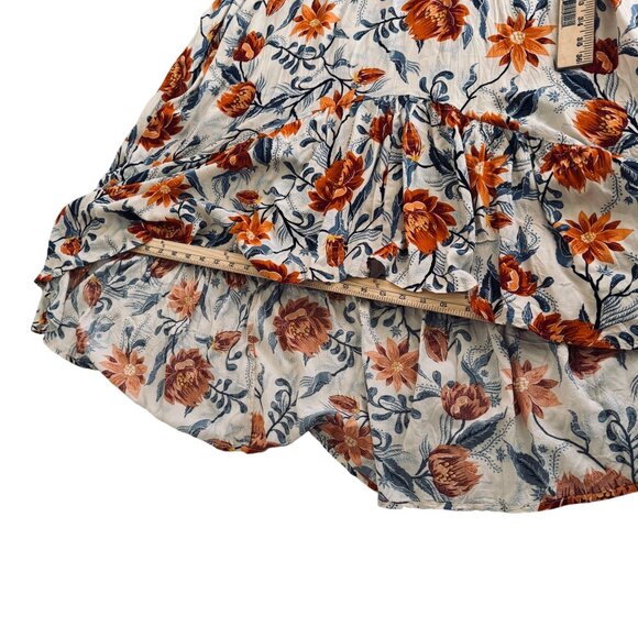 Abel The Label Floral Maxi Dress Size L  Orange V-Neck Tiered Short Sleeve - Picture 7 of 10